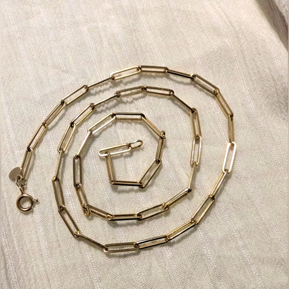 18" Solid Gold 14K Paperclip Chain - Made in Italy